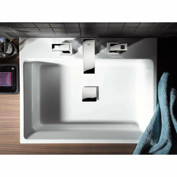 Lavoar cube Grohe ceramic 50 montaj pe blat pure guard, albastru si alb lucios