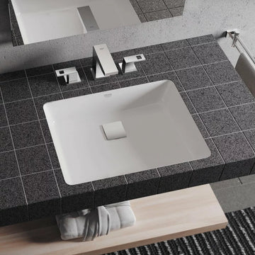 Lavoar cube Grohe ceramic 50 montaj sub blat pure guard, albastru si alb lucios