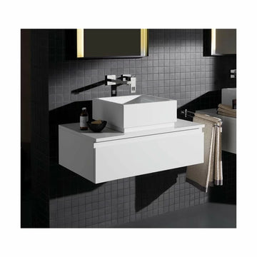 Lavoar cube Grohe ceramic 40X40 montaj pe blat pure guard, albastru si alb lucios
