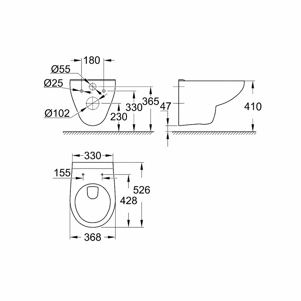 Vas WC Grohe Bau Ceramic suspendat, alb lucios, 53x37 cm
