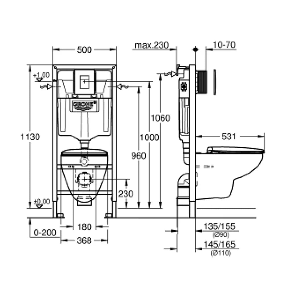 Set Grohe Solido 4 in 1 bau ceramic WC soft close, skate cosmopolitan crom, suruburi si izolare fonica, inchidere lenta