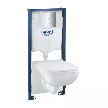 Set solido Grohe 5 in 1 start edge WC rimless soft close, even crom, suruburi si izolatie fonica