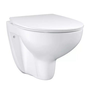 Set vas WC bau Grohe ceramic suspendat rimless cu capac slim soft-close, alb lucios