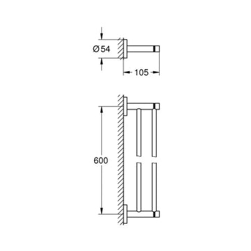 Suport prosop bara dublu essentials Grohe 600 mm brushed cool sunrise, auriu