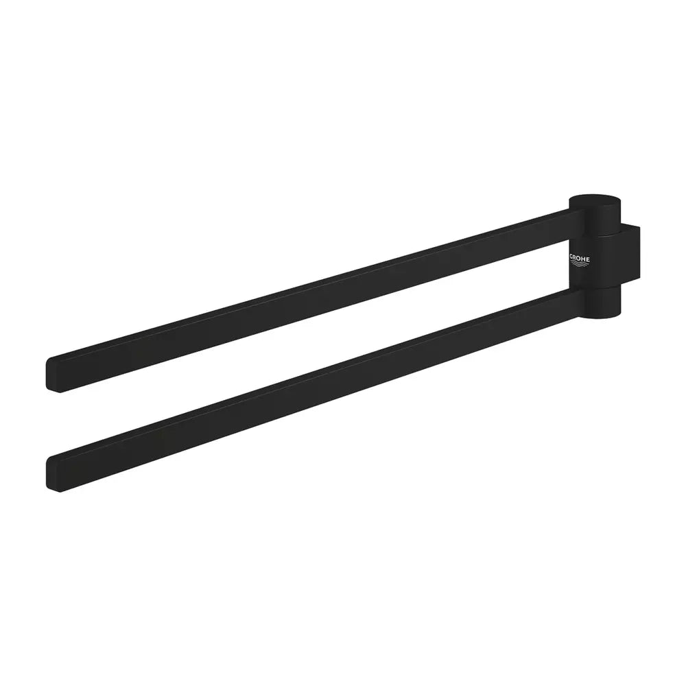 Suport prosop 2 brate Grohe Selection phantom black, crom lucios, pivotanta