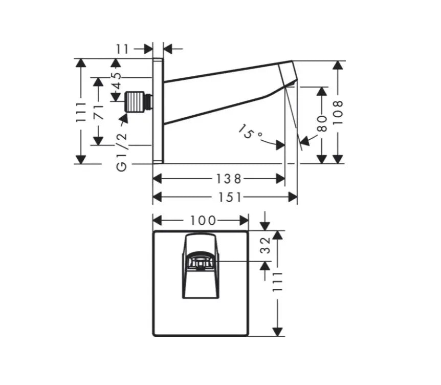 CONECTOR FIXARE PE PERETE CAP DUS PULSIFY 260, NEGRU MAT