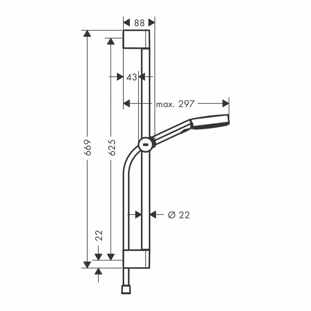 Set dus Hansgrohe Pulsify select 105 relaxation 3 jet, bara 65CM, negru mat