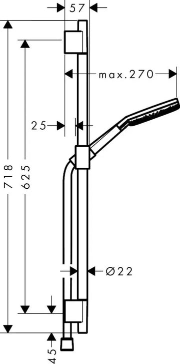 Set dus raindance Hansgrohe alive select s 125, 3 jet, bara 65 cm, furtun 1.6 m, brushed bronze