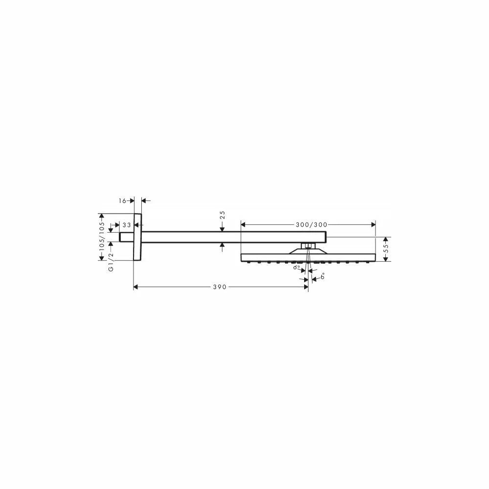 Cap dus Hansgrohe Raindance e 300 air 1 jet, 300X300MM, cu prindere pe perete cu brat 390MM, brushed bronze
