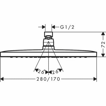 Cap dus croma Hansgrohe e 280, 1 jet, crom