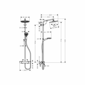 Sistem dus crometta Hansgrohe s 240 cu termostat