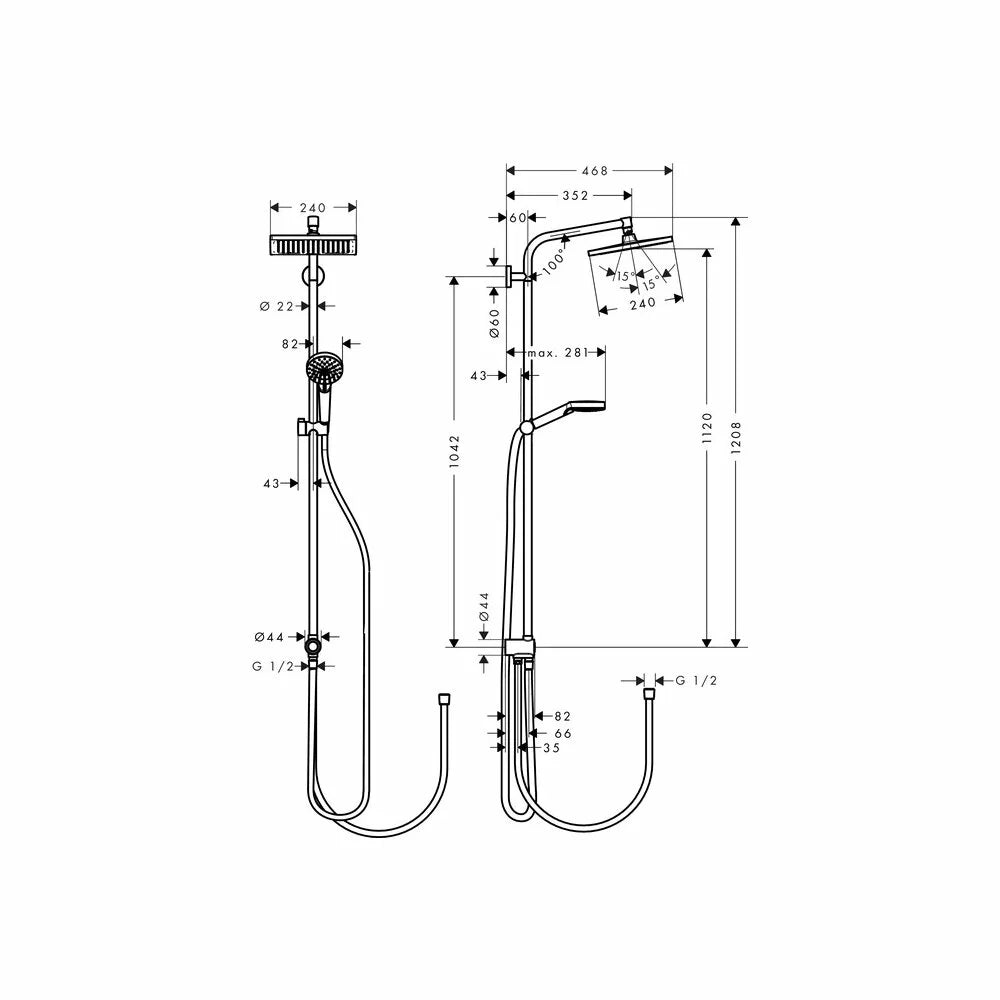 Sistem dus Hansgrohe Crometta E240 eco smart 1 jet