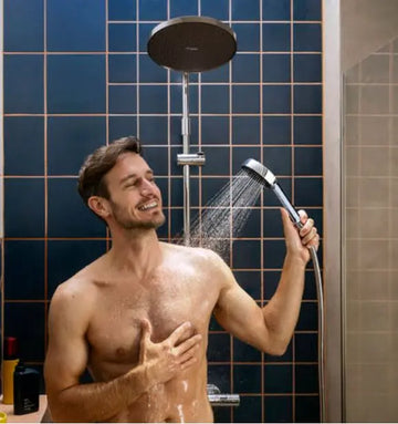 Sistem dus termostatic activera Hansgrohe 240, duze autoadapt, negru mat