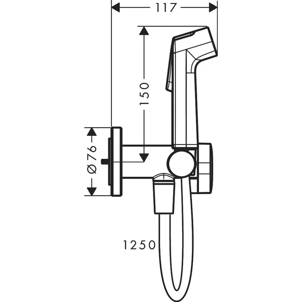 Set Hansgrohe dus incastrat igiena intima s cu mixaj, suport dus, furtun 1, 25M, crom ( necesita corp incastrat 29235180), necesita corp ingropat, 1 jet