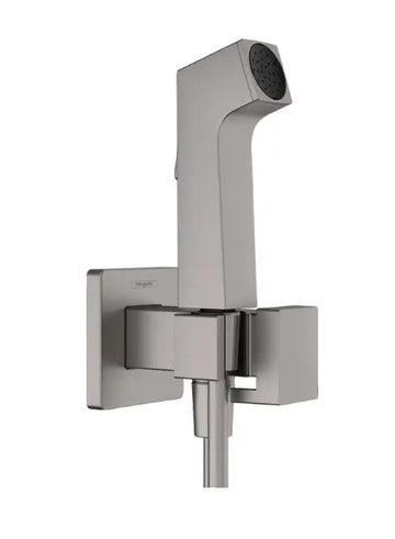 Set Hansgrohe dus incastrat igiena intima e cu mixaj, suport dus, furtun 1, 25M, brushed black chrome ( necesita corp incastrat 29235180), crom lucios