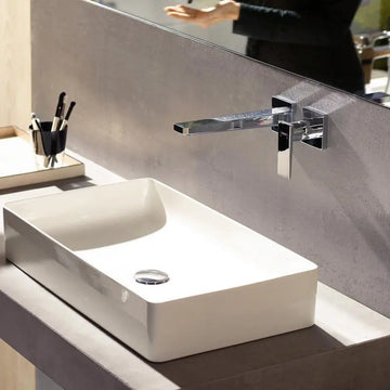 Ornament baterie lavoar perete metropol, Hansgrohe cu pipa 225 mm, crom