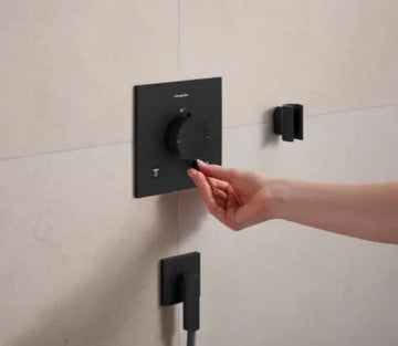 Ornament baterie termostatica ecostat Hansgrohe comfort e cu 2 functii, negru mat