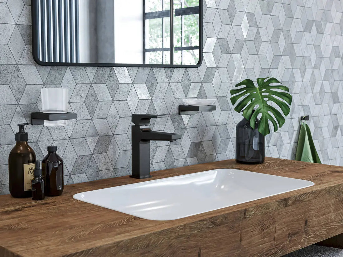 Sapuniera cu suport Hansgrohe Addstoris negru mat