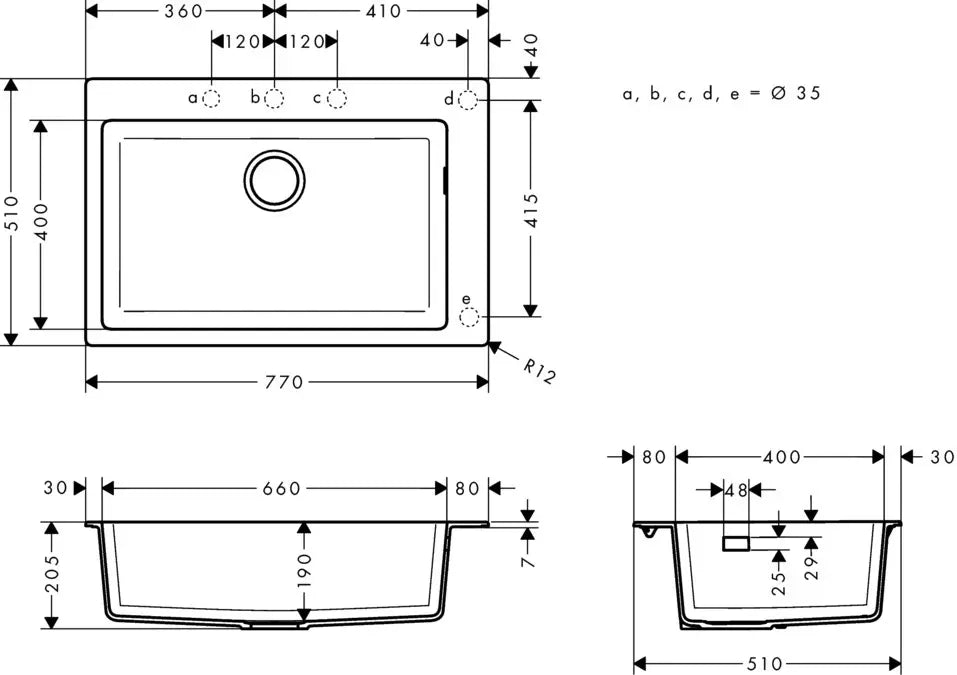 Hansgrohe Chiuveta Bucatarie 1 cuva S510-F660, culoare graphite black, alb, crom, negru, montare pe blat