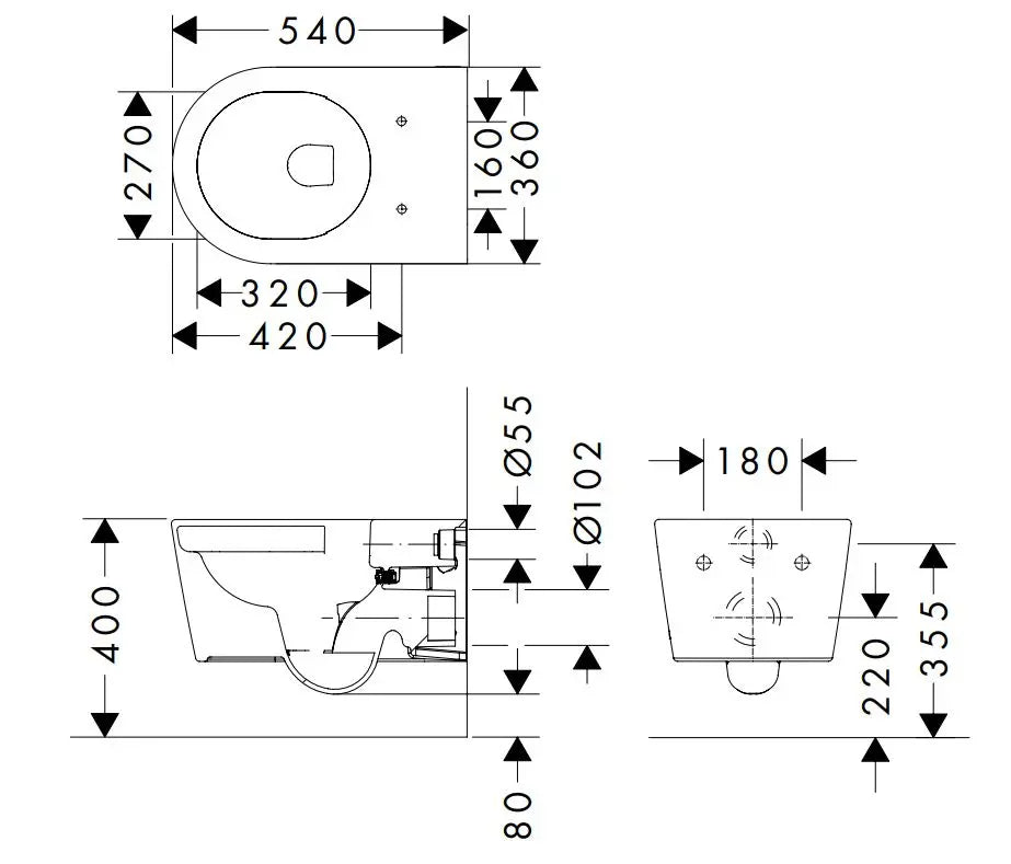 Vas WC Hansgrohe Elupura S suspendat 540MM, rimless, aquafall flush