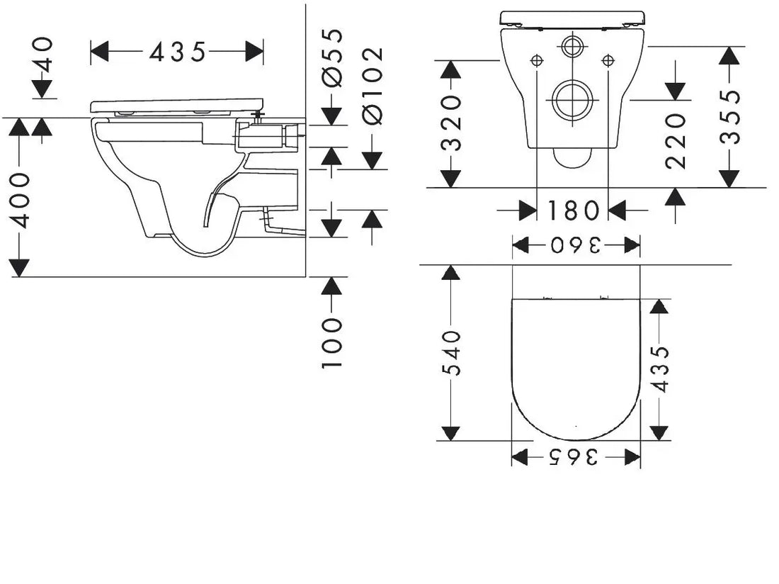 Set Hansgrohe vas WC gladelake s suspendat 540 aquachannel, cu capac soft close