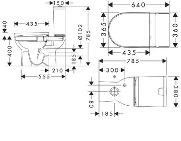 Set Hansgrohe vas WC gladelake s 640 aquachannel, cu rezervor si capac soft close