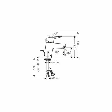 Baterie lavoar logis Hansgrohe 70