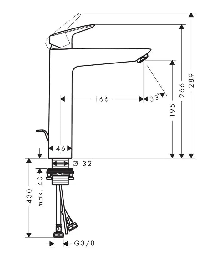 Baterie lavoar inalta Hansgrohe Logis 190, negru mat