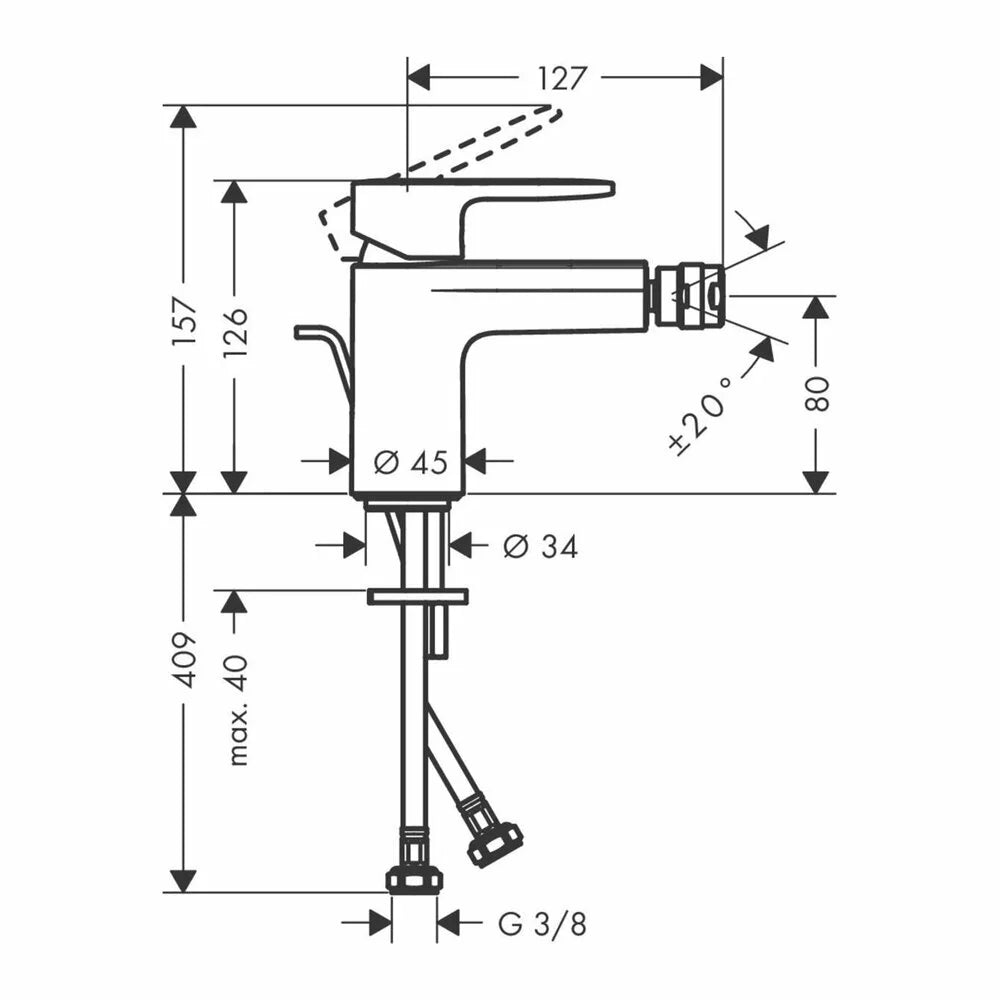 Baterie bideu Hansgrohe Vernis Blend cu ventil, crom