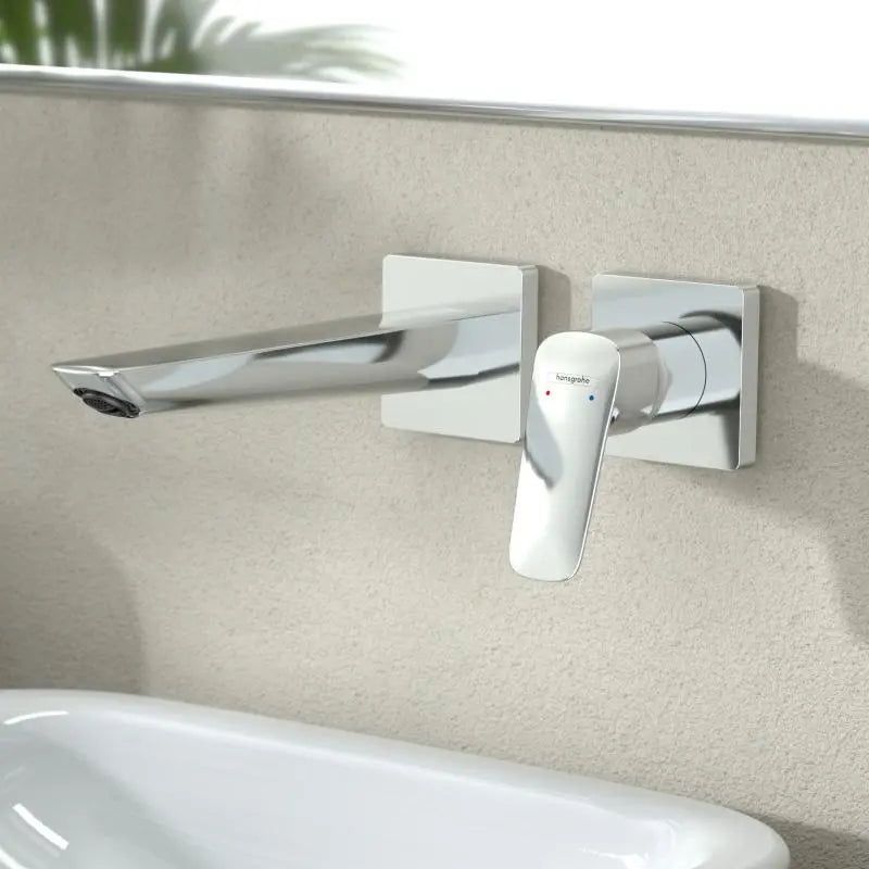 Baterie lavoar Hansgrohe Logis Fine cu montaj pe perete si pipa 205MM, crom, necesita corp ingropat