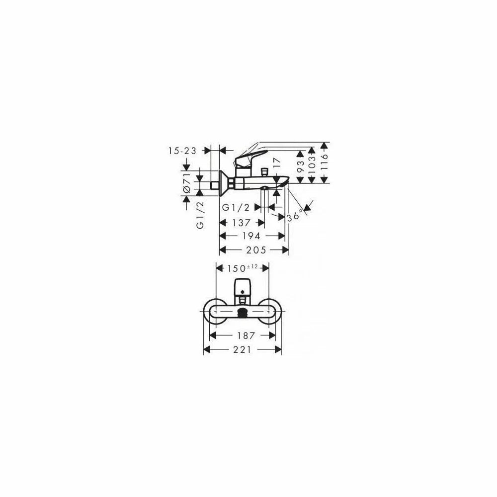Baterie cada Hansgrohe Logis fara furtun si para de dus