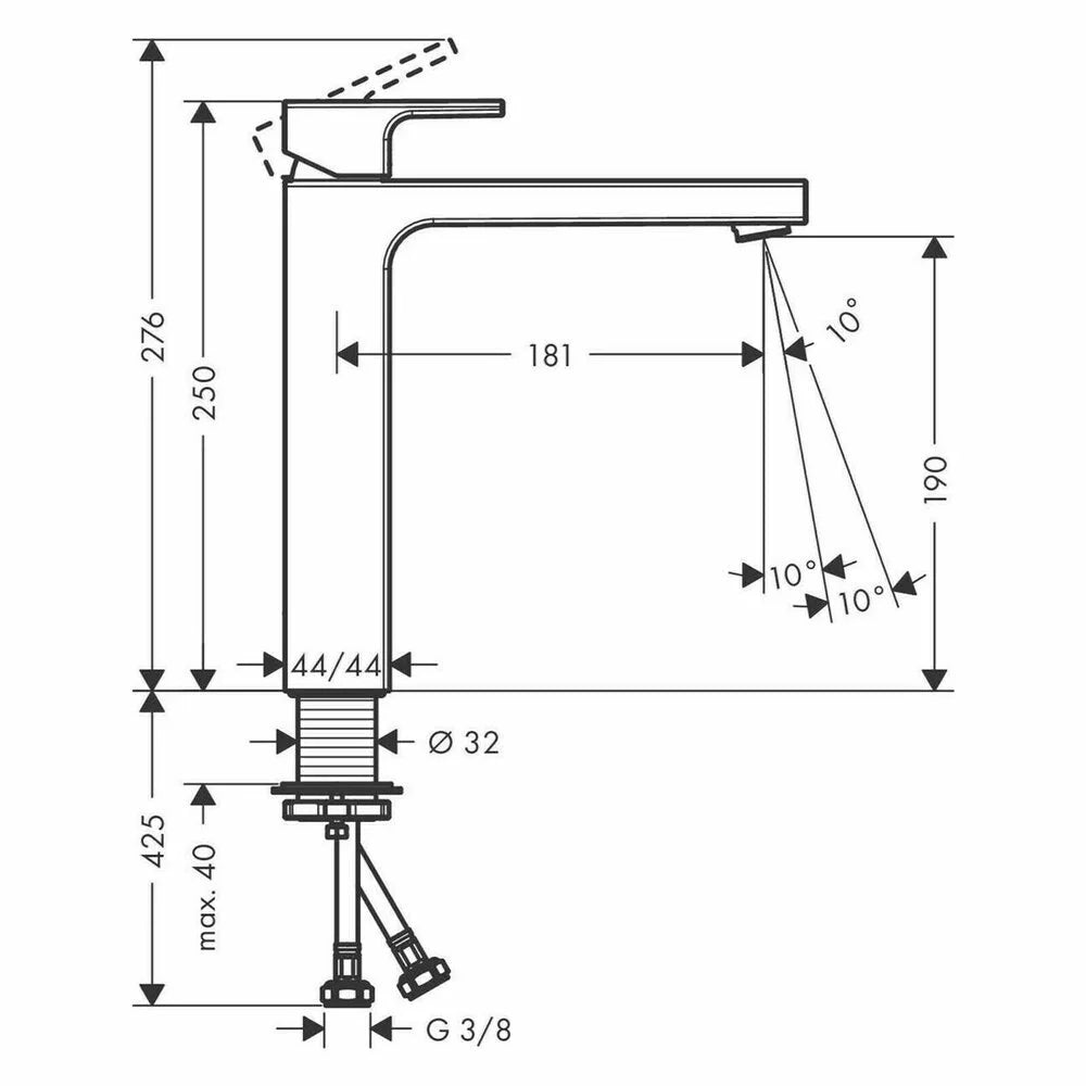 Baterie lavoar Hansgrohe Vernis Shape 190, negru mat