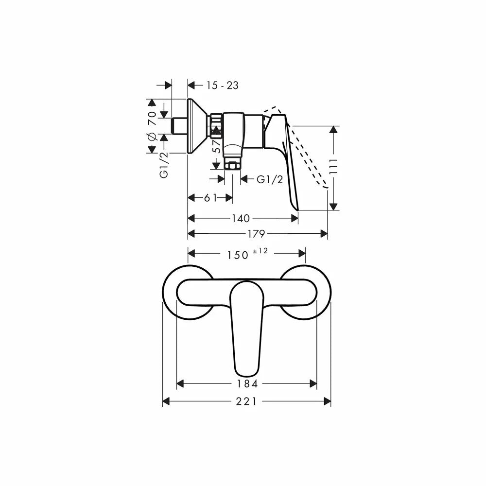 Baterie dus Hansgrohe Logis E