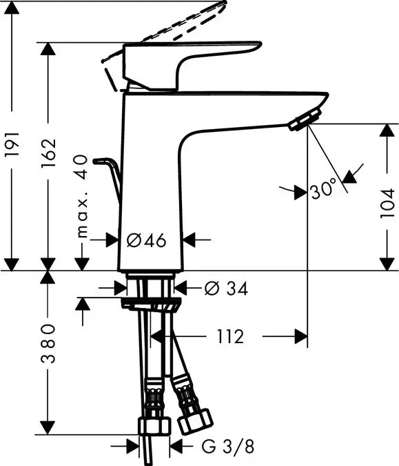 Baterie lavoar Hansgrohe Talis E 110 cu ventil, crom