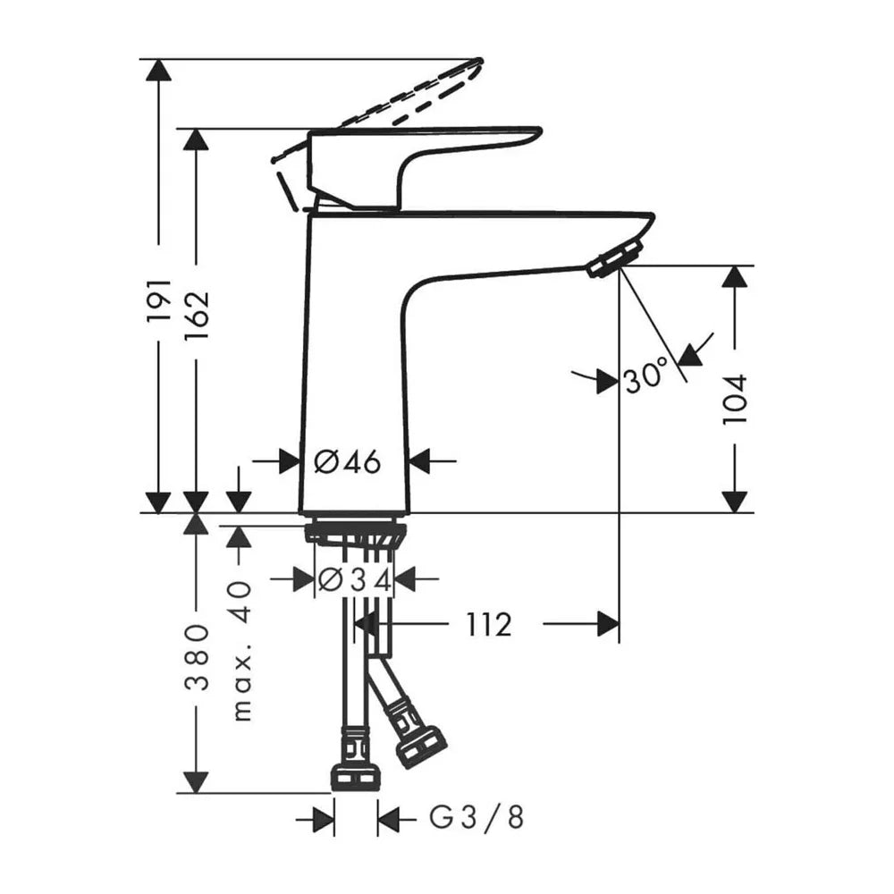Baterie lavoar Hansgrohe Talis E 110 cu ventil click-clack crom
