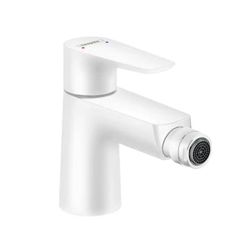 Baterie bideu talis Hansgrohe e cu ventil, matt white, bronz