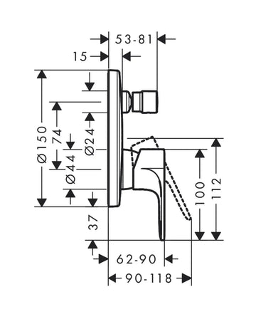 Ornament baterie incastrata cada rebris Hansgrohe s, crom