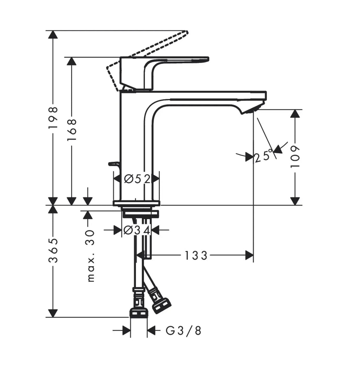 Baterie lavoar Hansgrohe Rebris e 110 cool start cu ventil pop up, negru mat