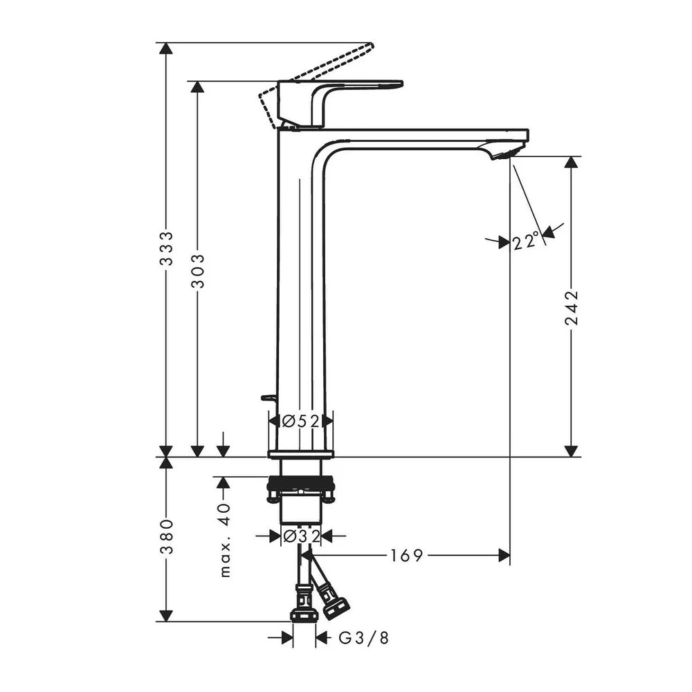 Baterie lavoar Hansgrohe Rebris e 240 cool start cu ventil pop up, negru mat