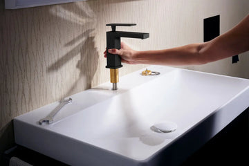 Baterie lavoar tecturis Hansgrohe e 110 , cu ventil pop up,  negru mat
