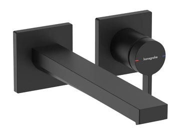 Ornament baterie incastrata lavoar tecturis Hansgrohe e, pipa 225 mm, eco smart, negru mat