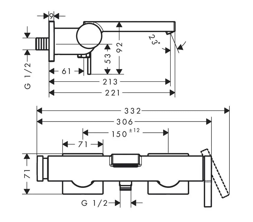 Baterie cada Hansgrohe Tecturis E crom