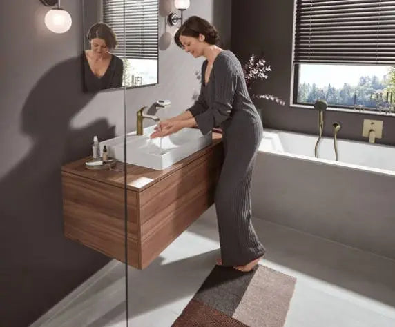 Baterie lavoar Hansgrohe Vivenis 110 cool start ventil pop up, brushed bronze, crom