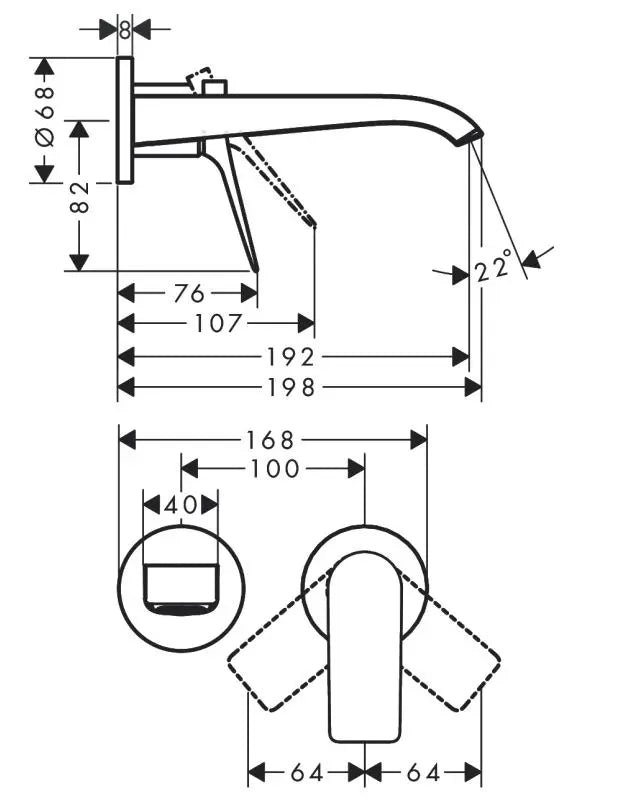 Ornament baterie incastrata lavoar Hansgrohe Vivenis pipa 195 mm, alb mat, fara furtun si para dus