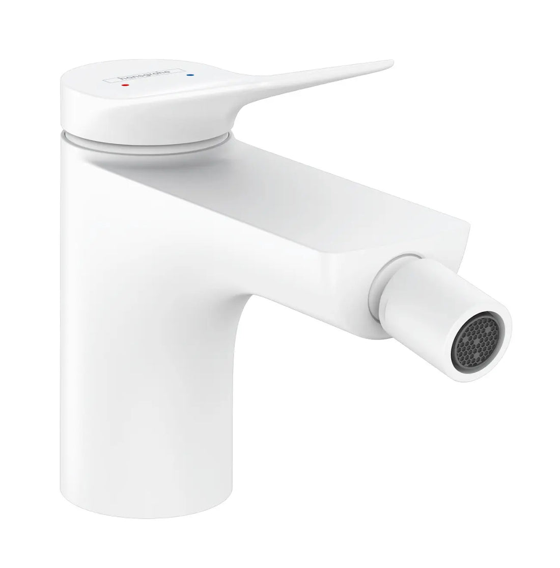 Baterie bideu Hansgrohe Vivenis cu ventil pop up, alb mat, crom