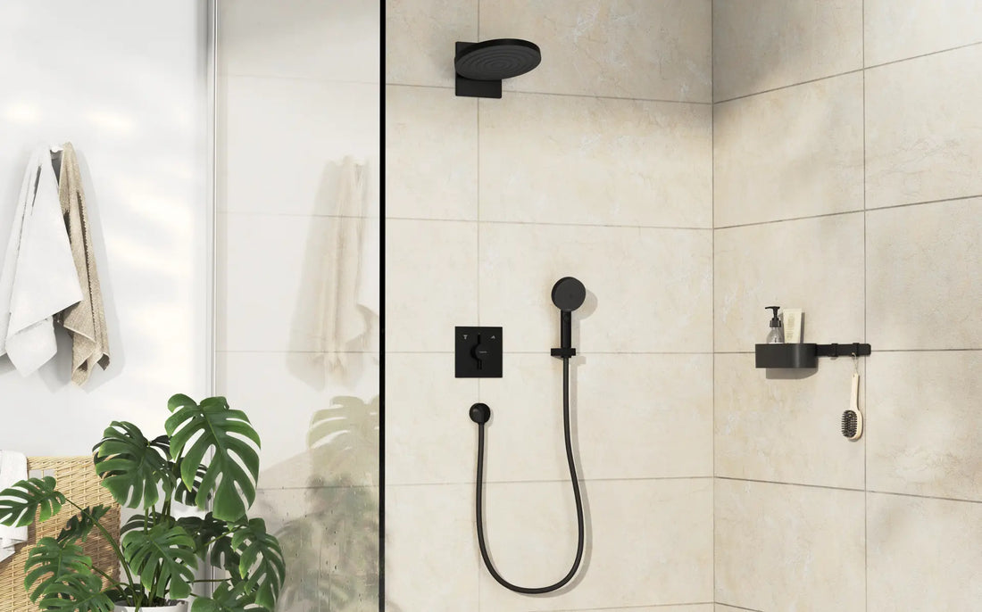 Ornament Hansgrohe baterie incastrata cada duoturn e, 2 functii, negru mat, cu ventil