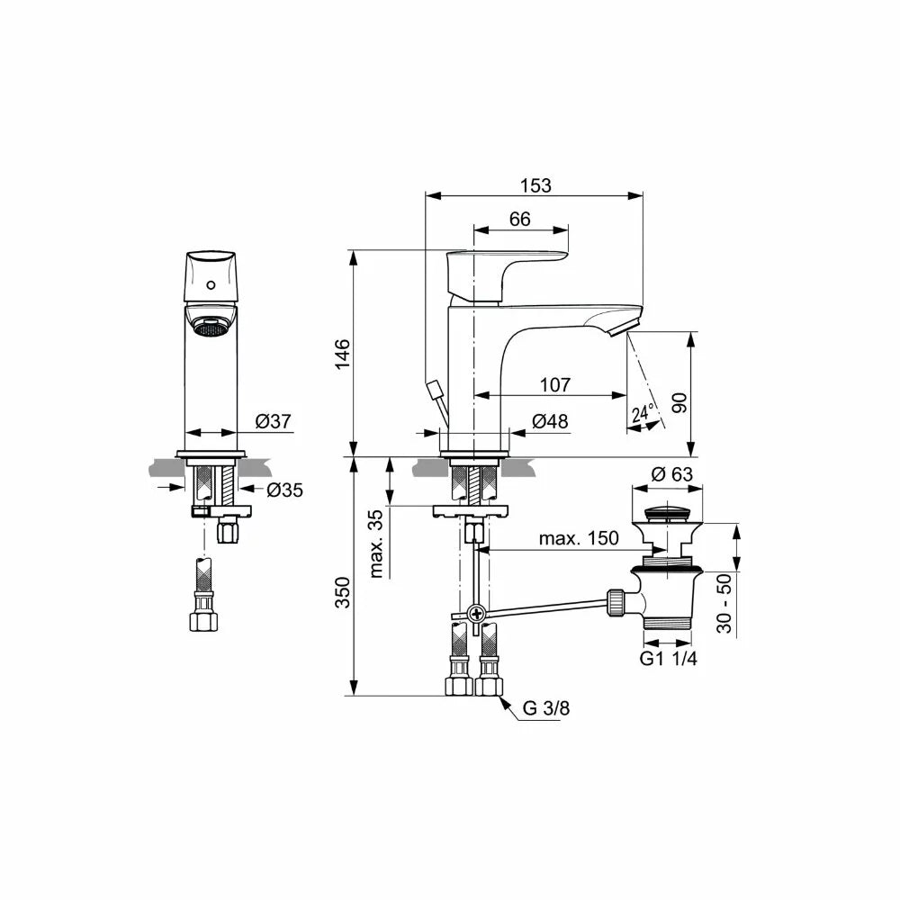 Baterie lavoar Ideal Standard Connect Air rmtd slm pu/m