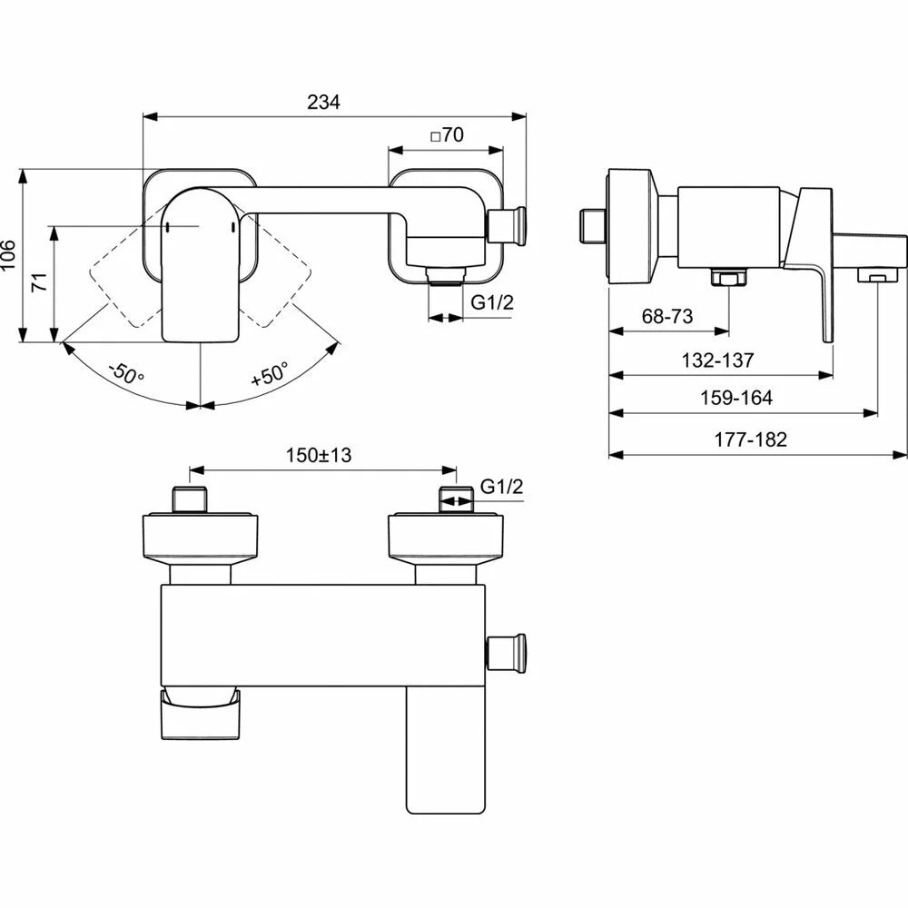 Baterie cada si dus Ideal Standard Edge