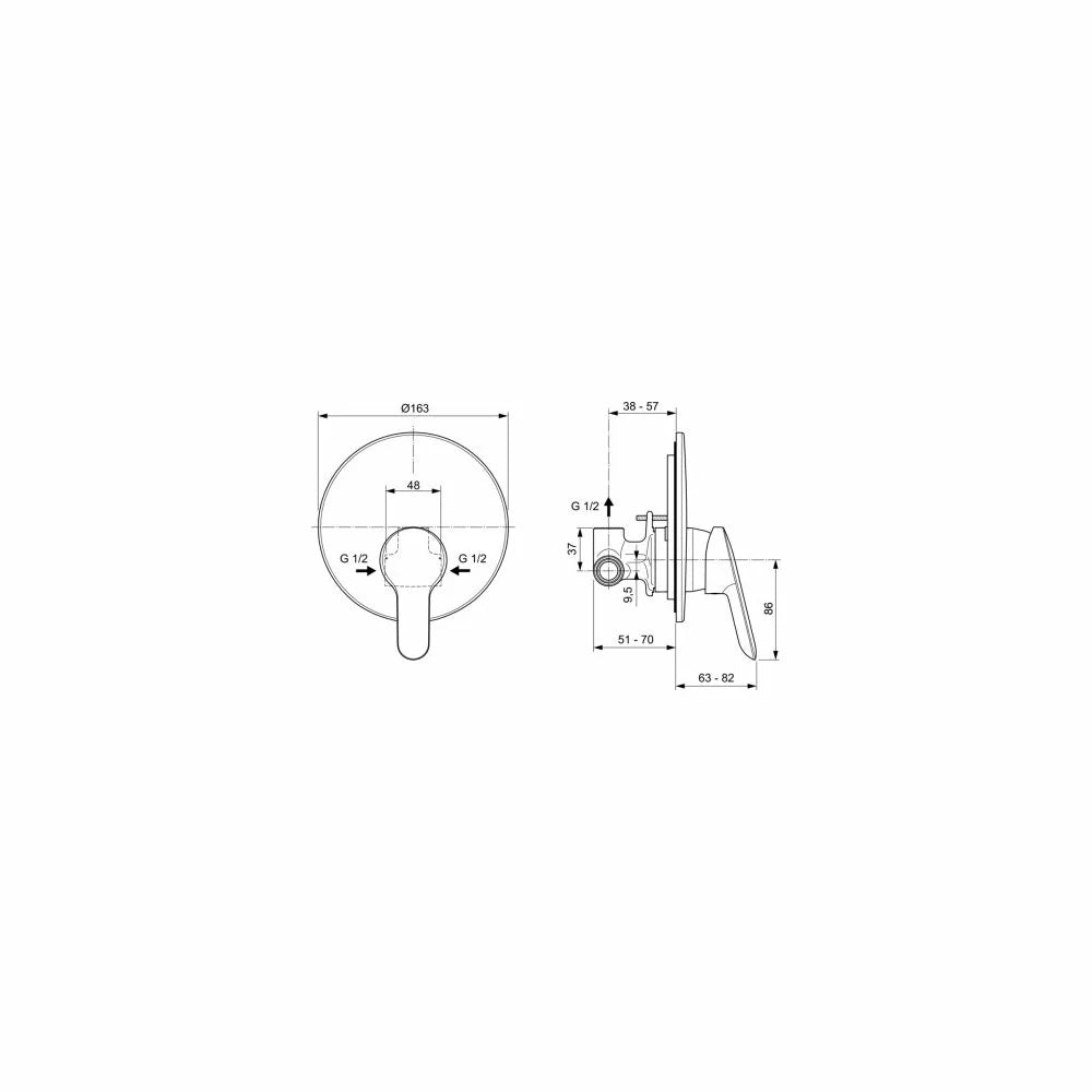 Baterie Ideal Standard dus alpha bin KIT1+2/A1300NU, montaj incastrat