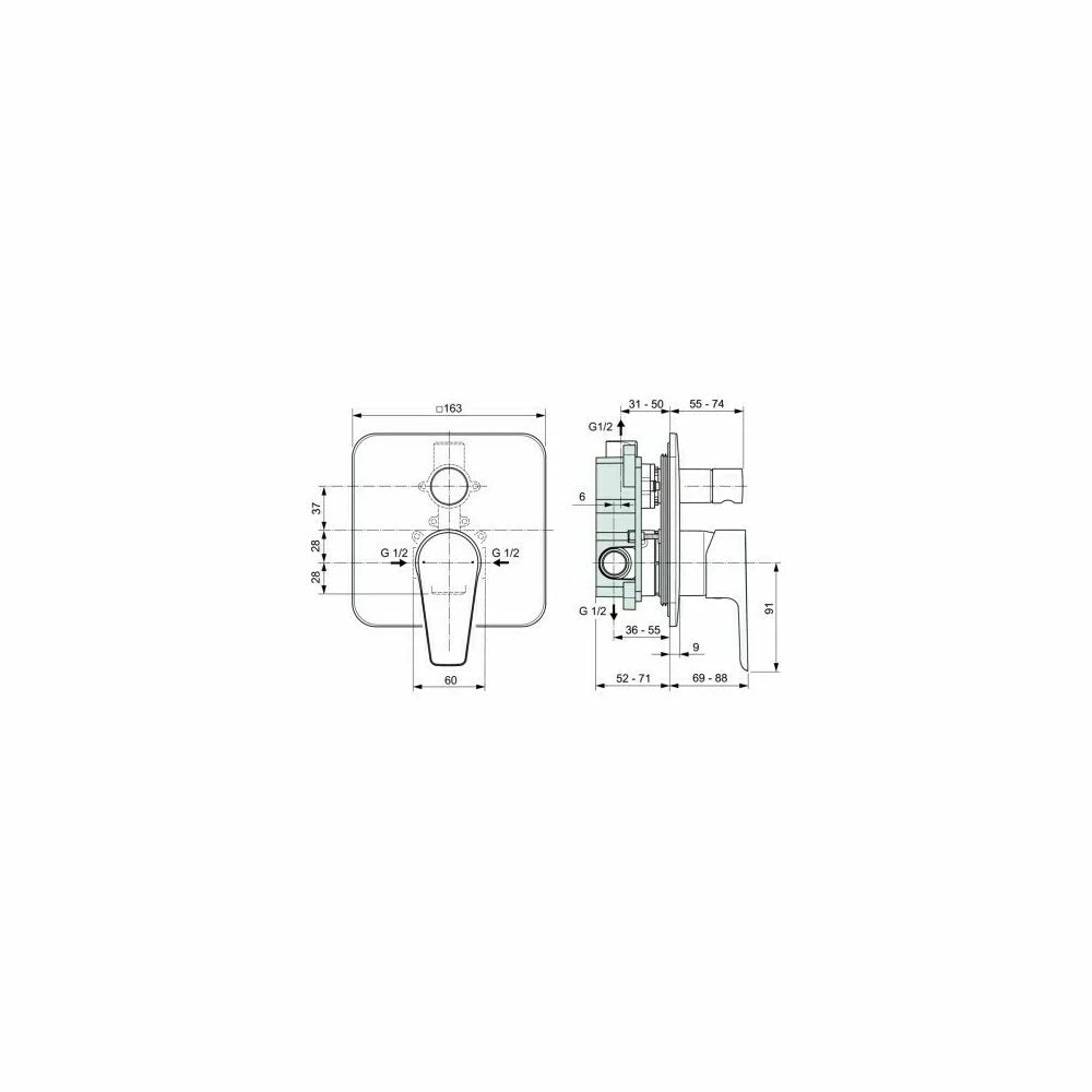 Corp si ornament cada/dus Ideal Standard Cerafine d, montaj incastrat